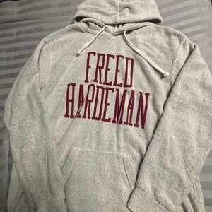 MV Sport Heather Gray Hoodie with Maroon Print